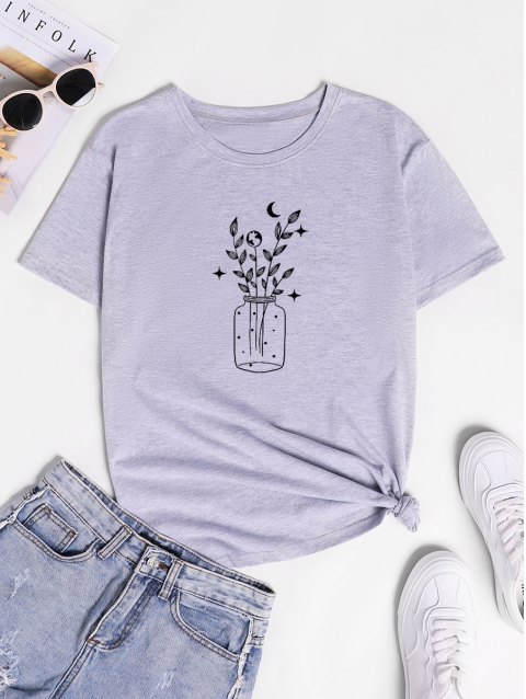 Vase Graphic Round Neck Tee