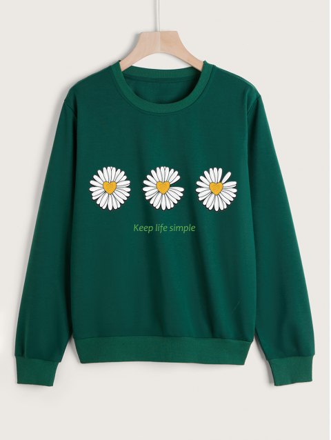 Daisy Graphic Pullover Sweatshirt