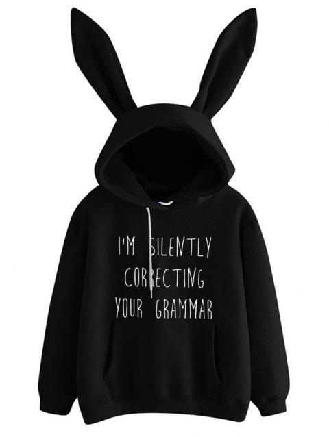 Letter Graphic Rabbit Ear Hoodies