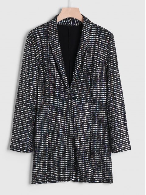 Sequin Lapel Collar Blazer
