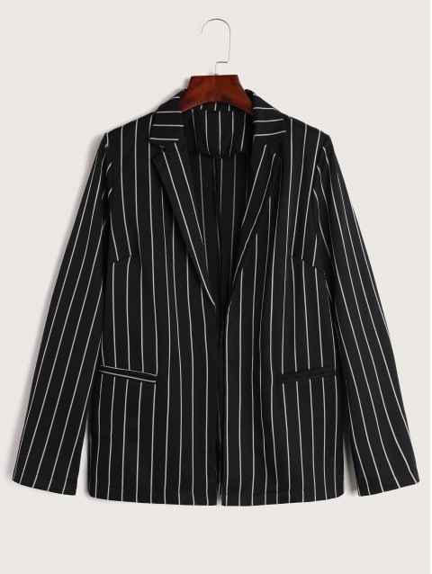 Lapel Collar Striped Blazer