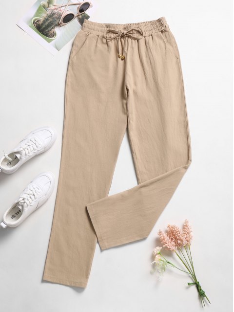 Casual Solid Linen Pencil Pants