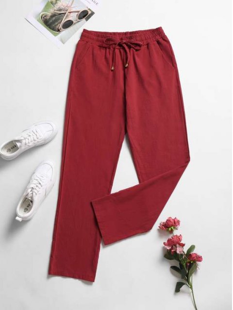 Casual Solid Linen Pencil Pants