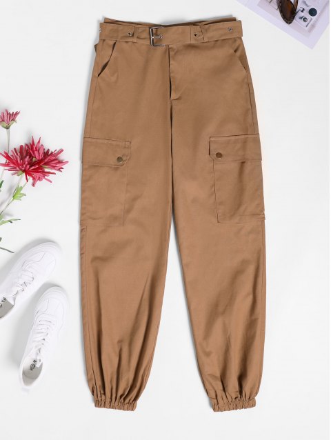Buckle Decor Pockets Cargo Pants
