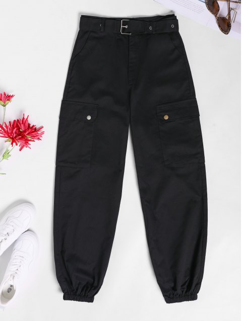Buckle Decor Pockets Cargo Pants