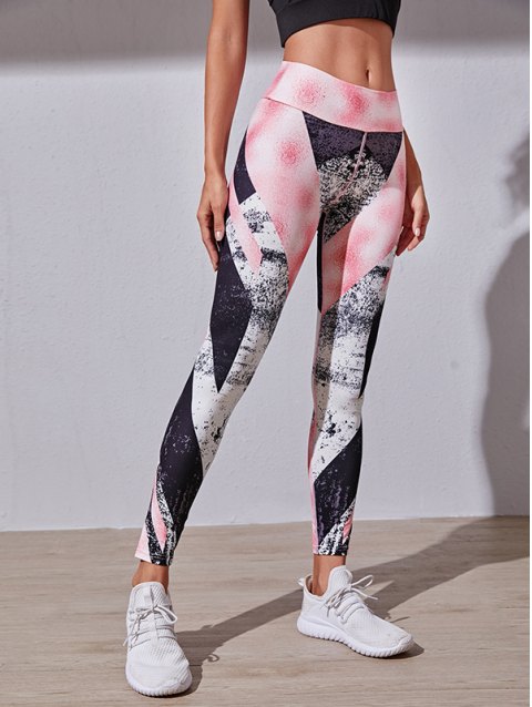High Waist Patchwork Pink Leggings