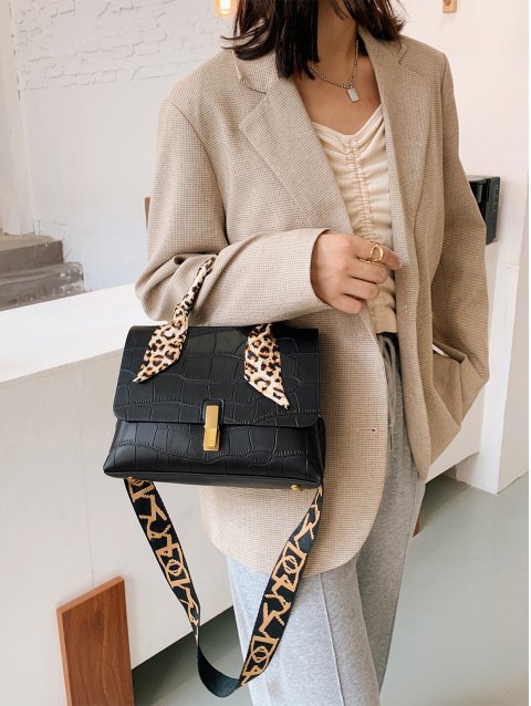 Emboss Wide Straps Satchel Bags