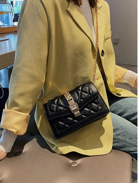 Metal Decor Quilted Crossbody Bag
