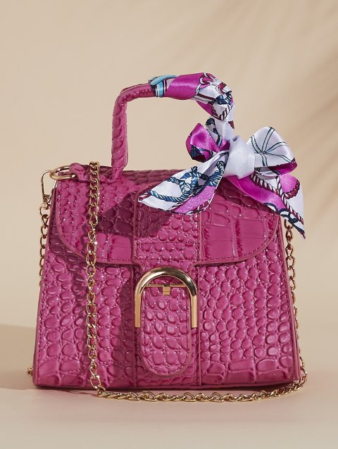 Textured Buckle Decor Satchels Bag