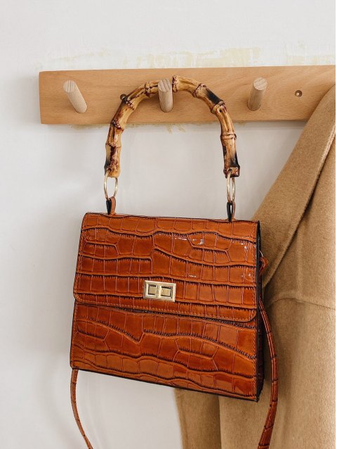 Textured Bamboo Handle Satchels Bag