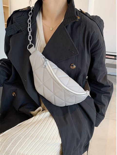 Solid Quilted Leather Chain Bum Bag