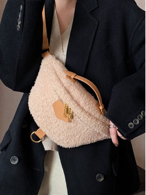 Zipper Faux Fur Bum Bag