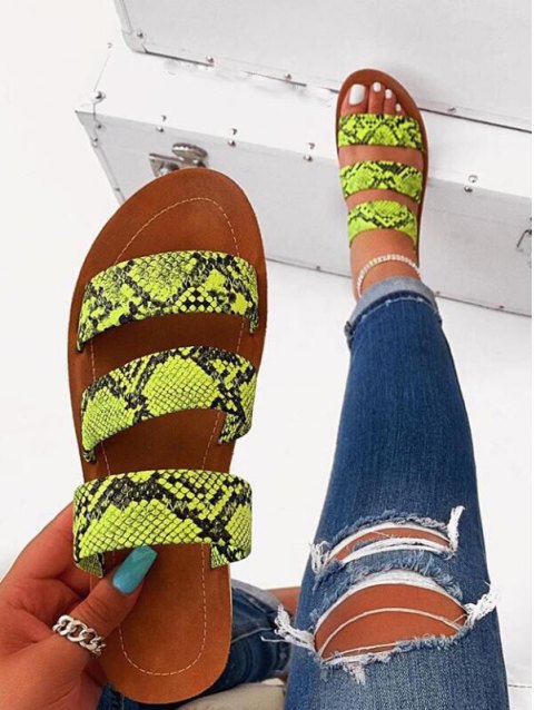 Snake Skin Open Toe Slippers