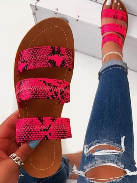Snake Skin Open Toe Slippers