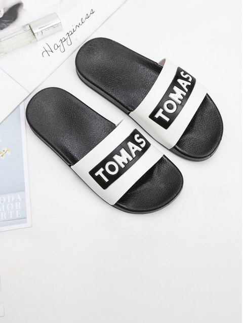 TOMAS Letter Pattern Open Toe Slippers