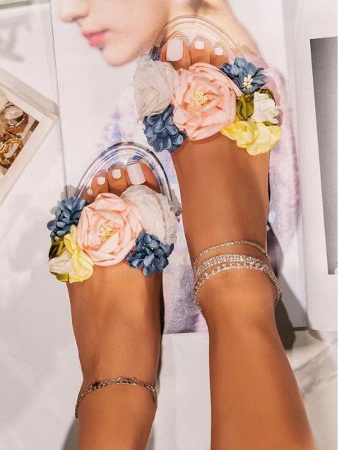 Clear Flower Charm Slipper