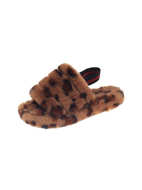 Leopard Slingback Plush Slipper
