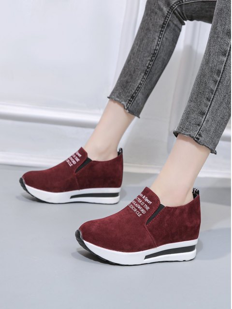 Suede Letter Platform Shoes