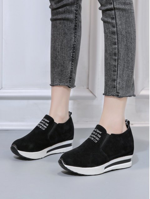 Suede Letter Platform Shoes