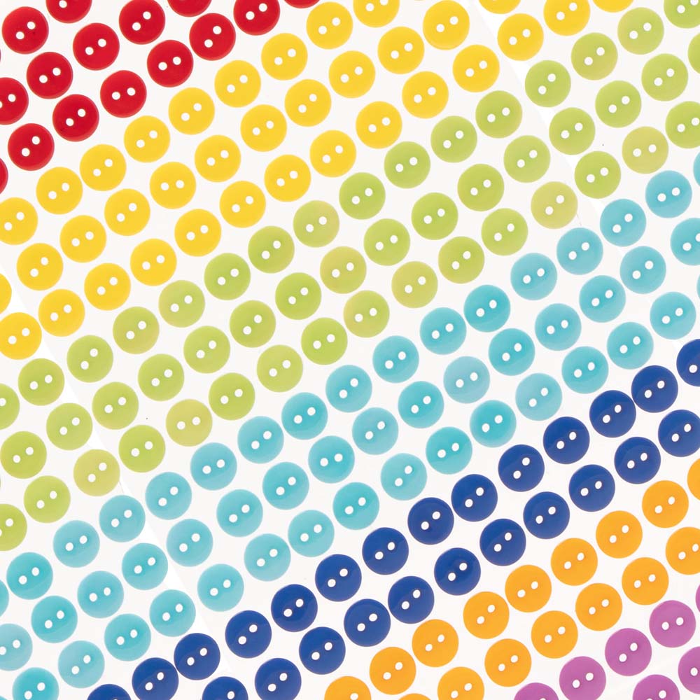 Rainbow Colours Self-Adhesive Buttons (Pack of 180)