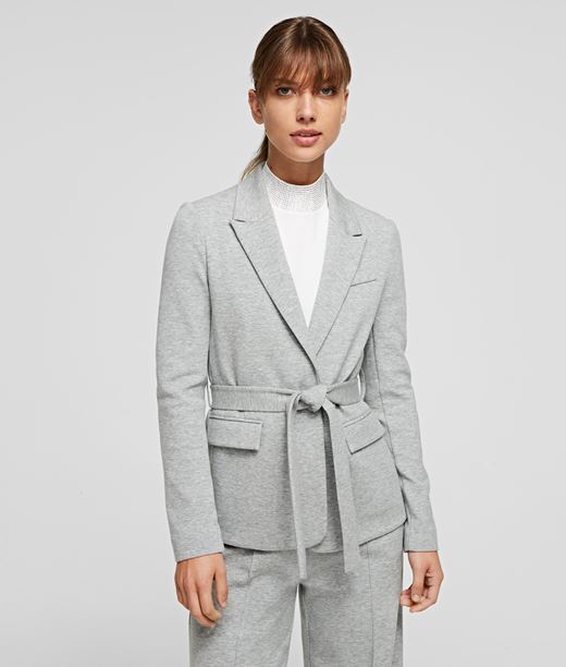 Woman Tailored Jersey Blazer Grey Melange 75% Cotton - 18% Nylon - 7% Elastane - Size: M