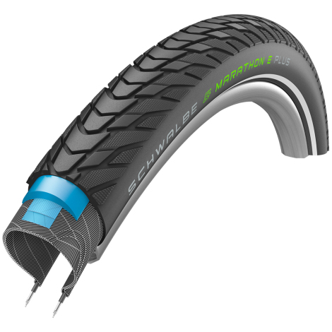 Schwalbe Marathon E-Plus Addix-E Performance Smart DualGuard Wired Road Tyre - 27.5" - Black / 27.5" / 2.0" / Wired