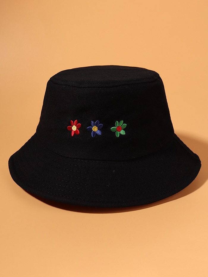 Zaful Farbige Blumen Gestickter Bucket Hut |