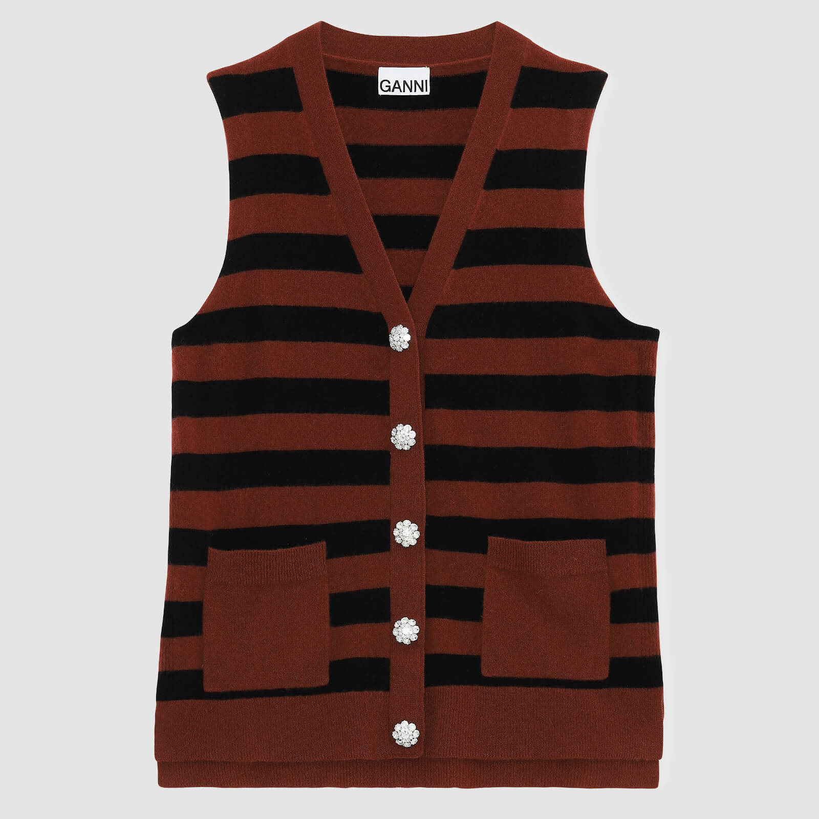 Ganni Women's Cashmere Knitted Sleeveless Waistcoat - Toffee - M