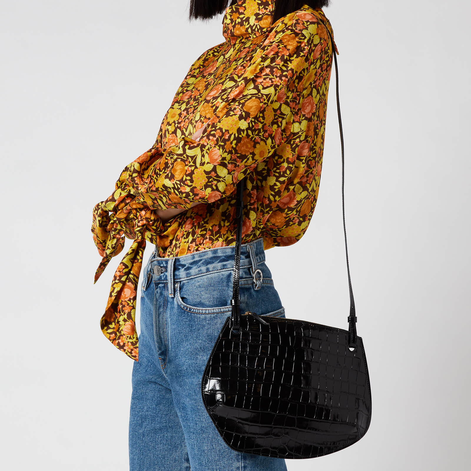 Little Liffner Women's Pebble Croc Cross Body Bag - Black