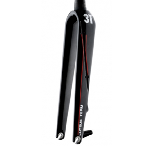 3T Luteus Team CX Carbon Disc Fork - 700c - Black / Red / Quick Release / Tapered / 1 1/8 - 1 1/2