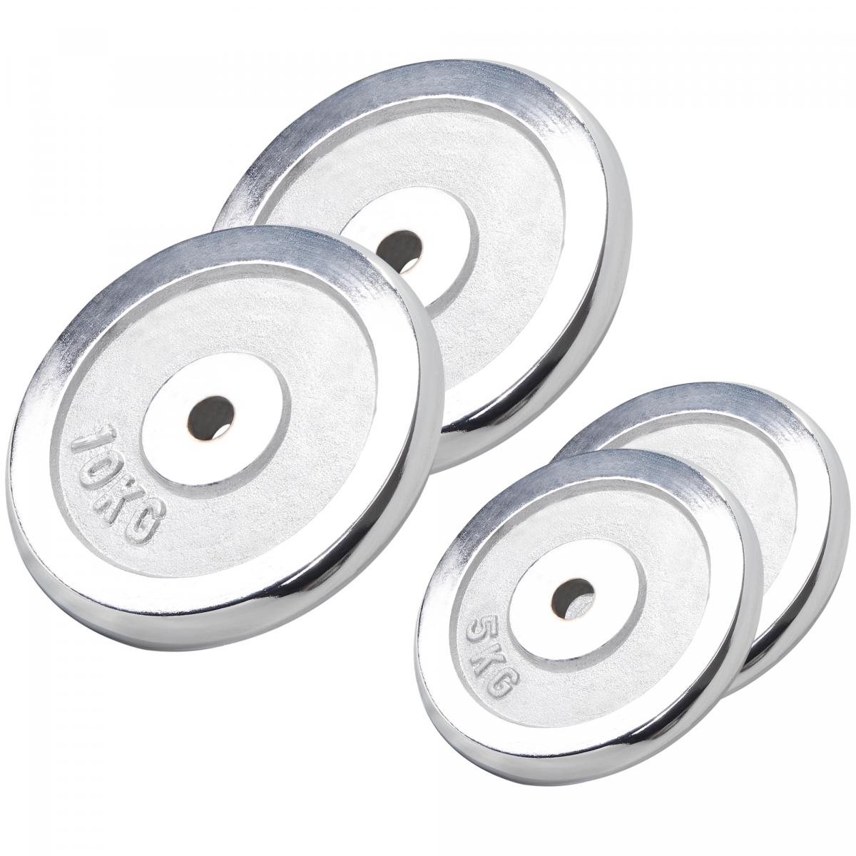  Lot de poids chromÃ©s de 30 KG (2 x 10 KG et 2 x 5 KG) - alÃ©sage de 31mm