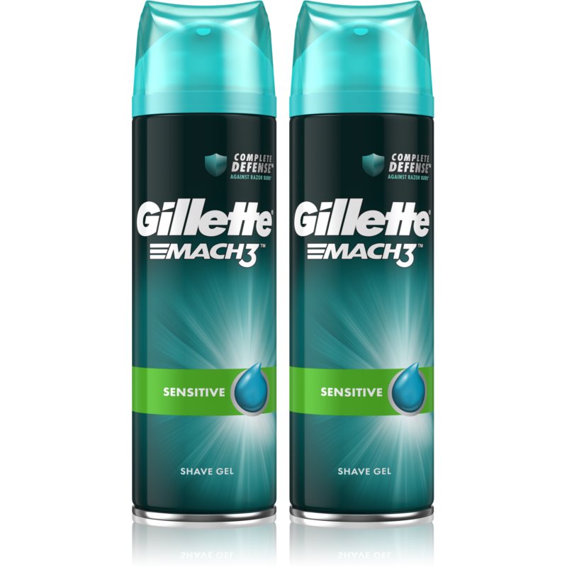 Gillette  Mach3 Sensitive gel per rasatura con effetto lenitivo per uomo 2 x 200 ml