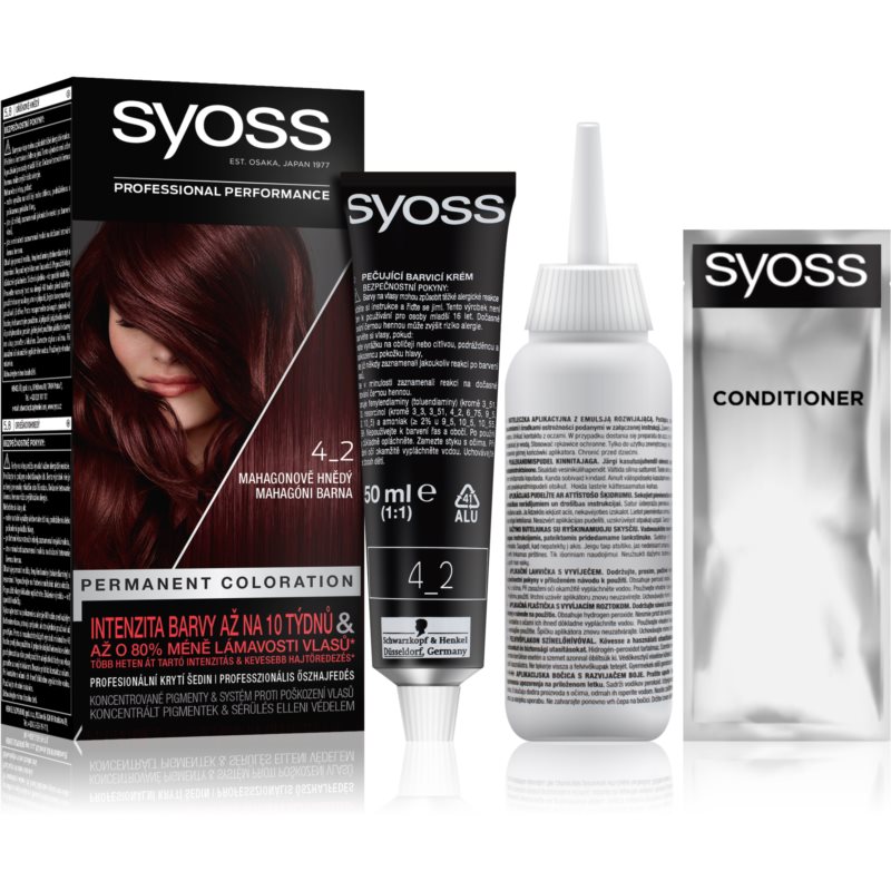 Syoss Permanent Coloration Permanent Hair Dye Shade 4-2 Mahagony Brown
