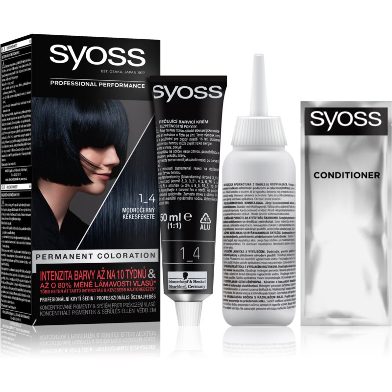 Syoss Permanent Coloration Permanent Hair Dye Shade 1-4 Blue Black