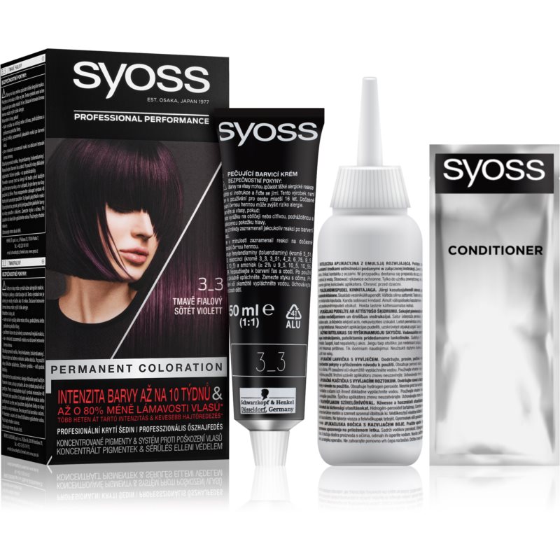 Syoss Permanent Coloration Permanent Hair Dye Shade 3-3 Dark Aubergine