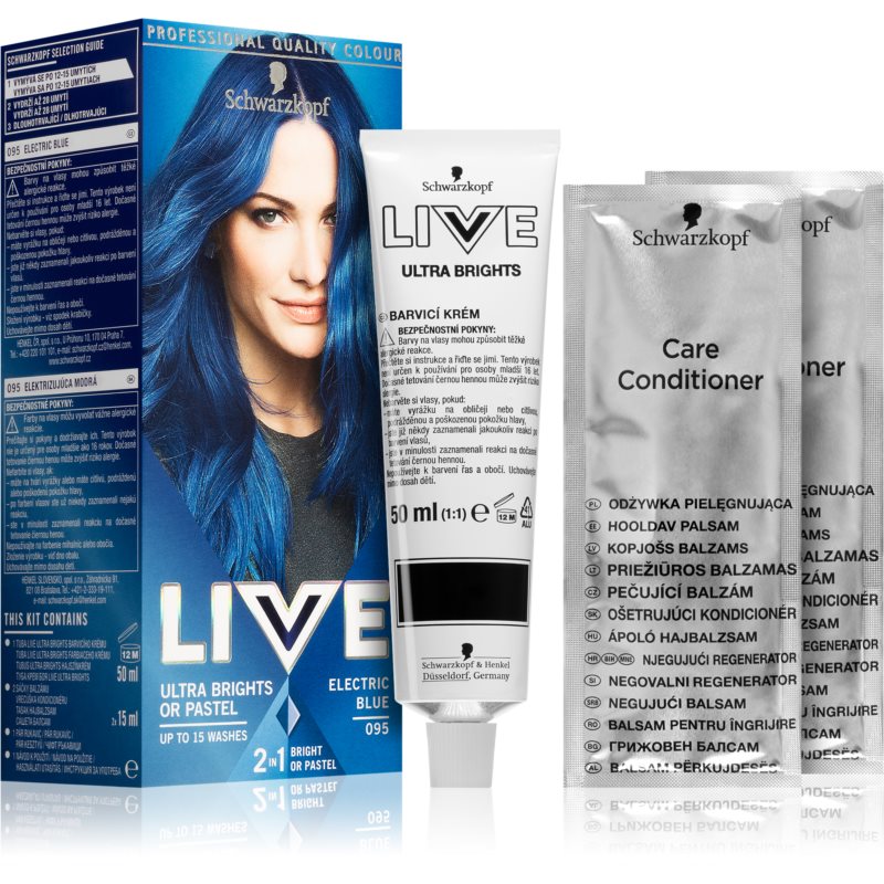 Schwarzkopf LIVE Ultra Brights or Pastel Hair Color Shade 095 Electric Blue