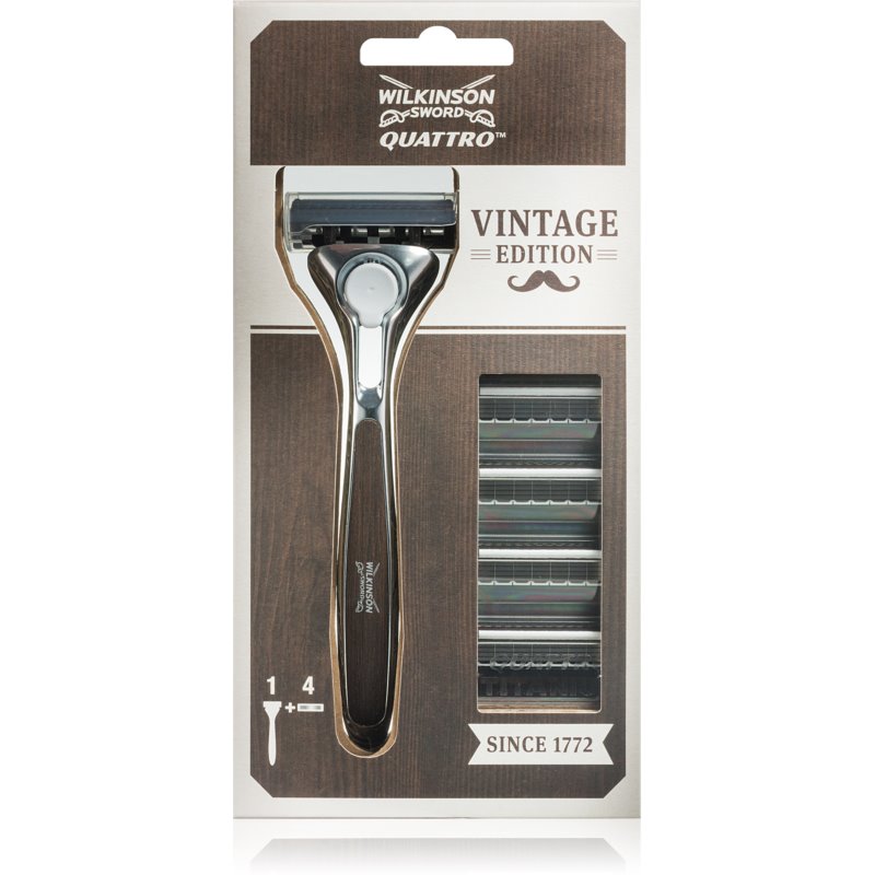 Wilkinson Sword  Quattro Vintage Edition maszynka do golenia zapasowe ostrza 4 szt.