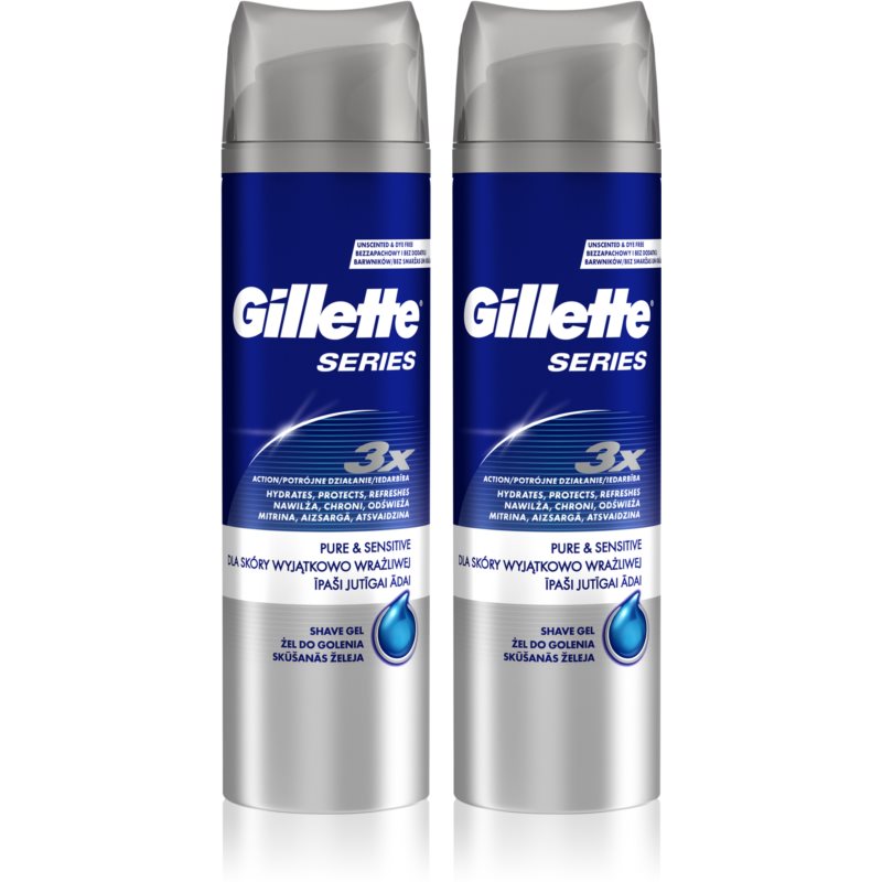 Gillette  Series Pure & Sensitive żel do golenia dla mężczyzn 2 x 200 ml