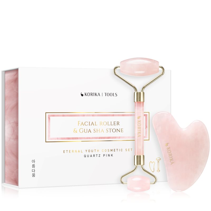 KORIKA  Tools face roller & gua sha wałek do masażu do twarzy i akcesoria do masażu Quartz Pink