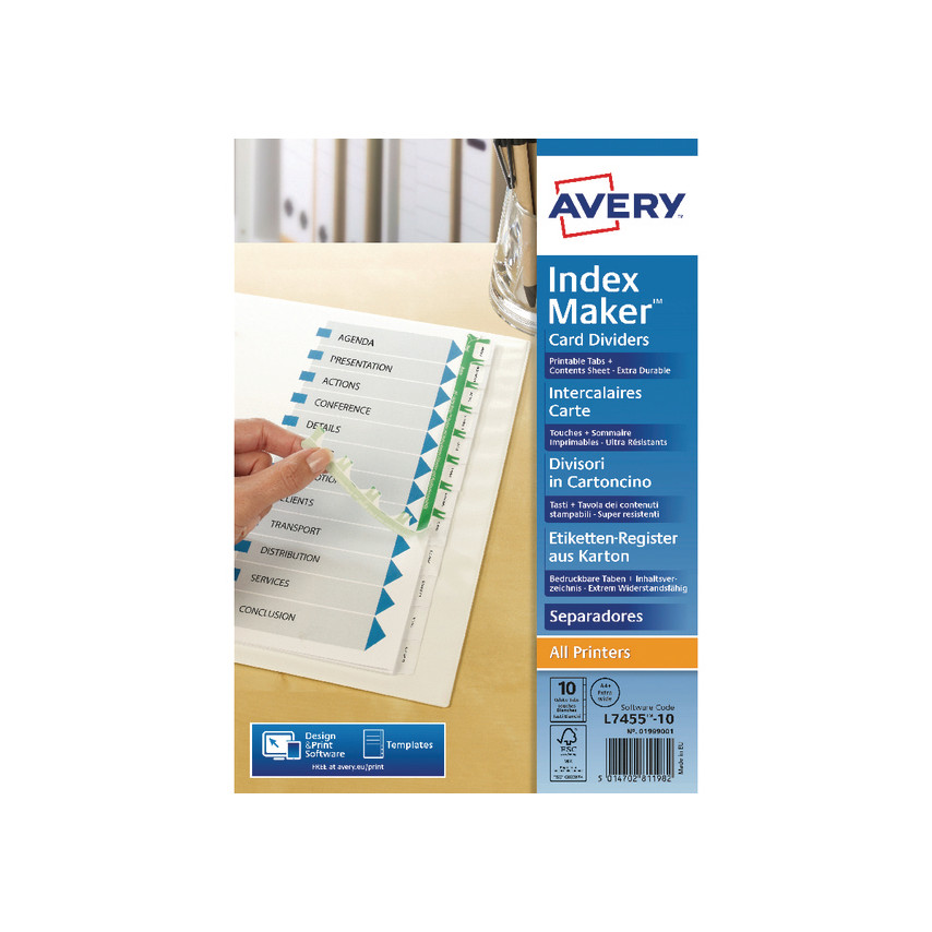 Avery IndexMaker Divider 10-Part Extra Wide White 1999001