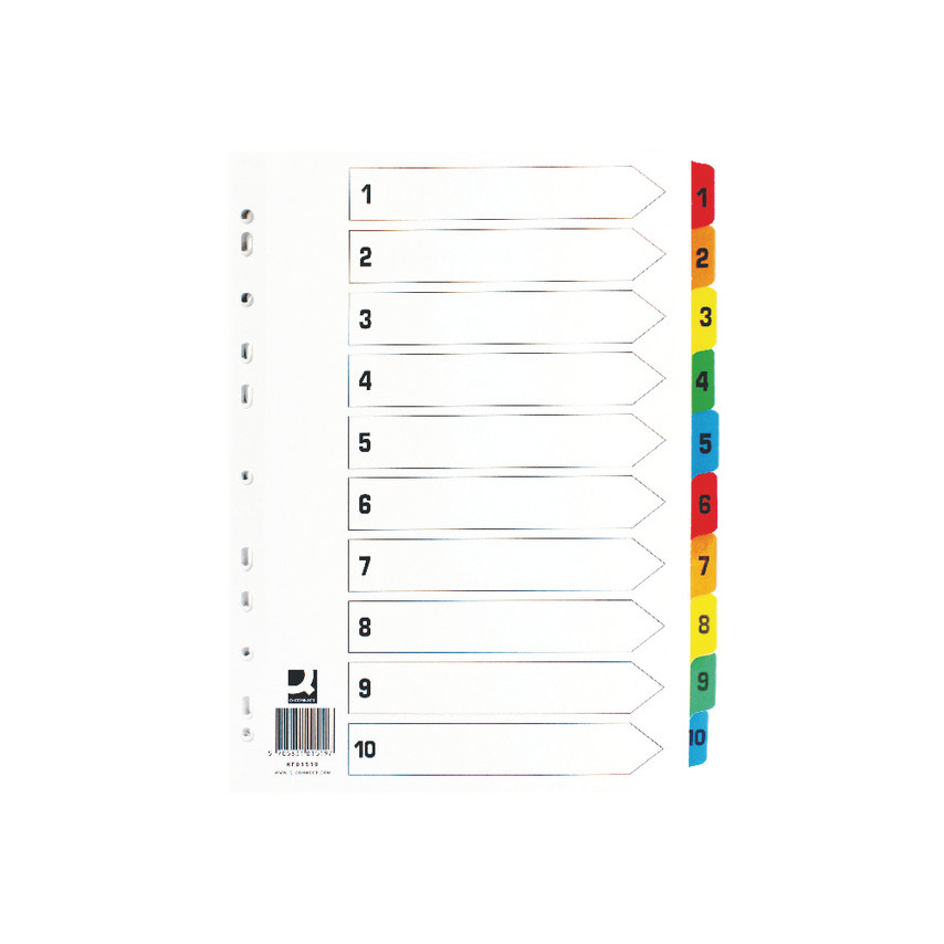 Qconnect KF01519 Index 1-10 Tabs Reinforced Multicolour