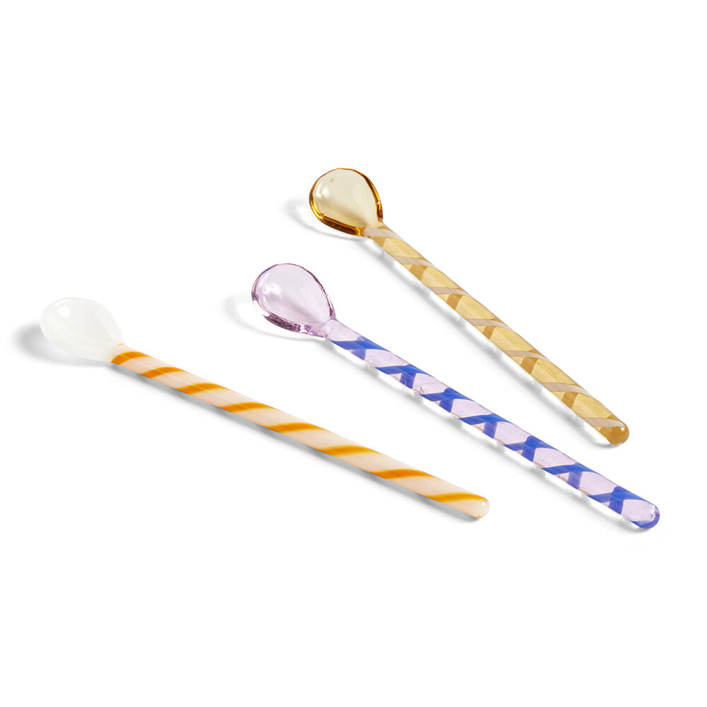 HAY - Spice Glass Spoons - Set Of 3 - Amber/Pink/White