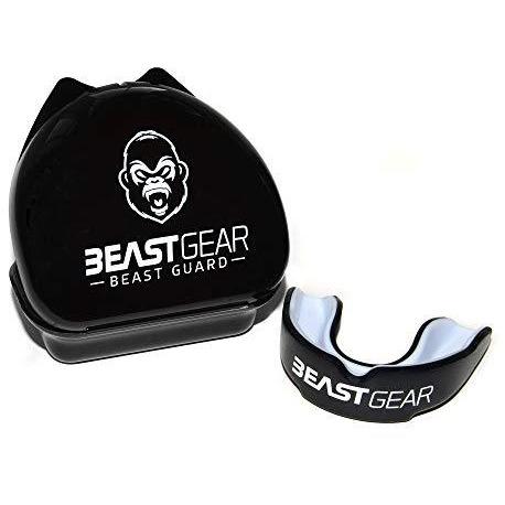 Beast Gear Mouth Guard/Gum Shield for boxing, MMA, rugby, muay thai, hockey, judo, karate martial arts and all contact sports (Black, Adult (11+)), Like New