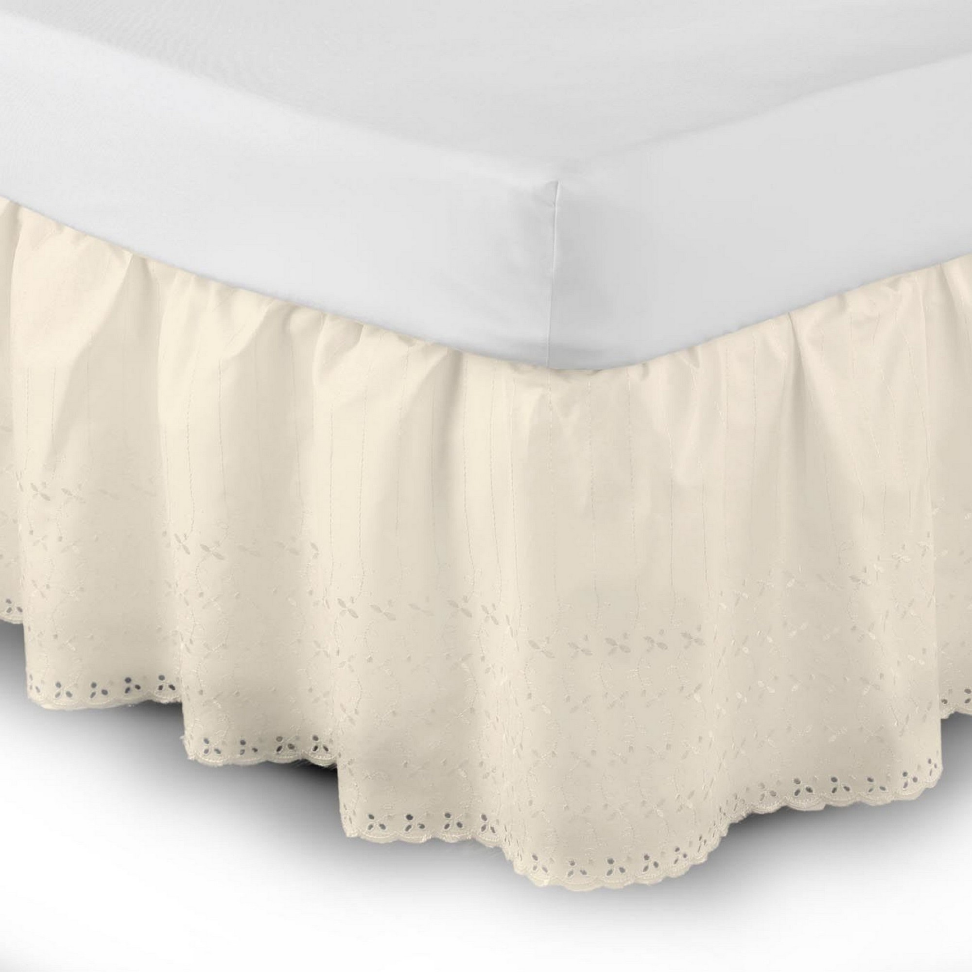  Belledorm Easy Fit Broidery Anglaise Platform Valance (Single) (Cream)