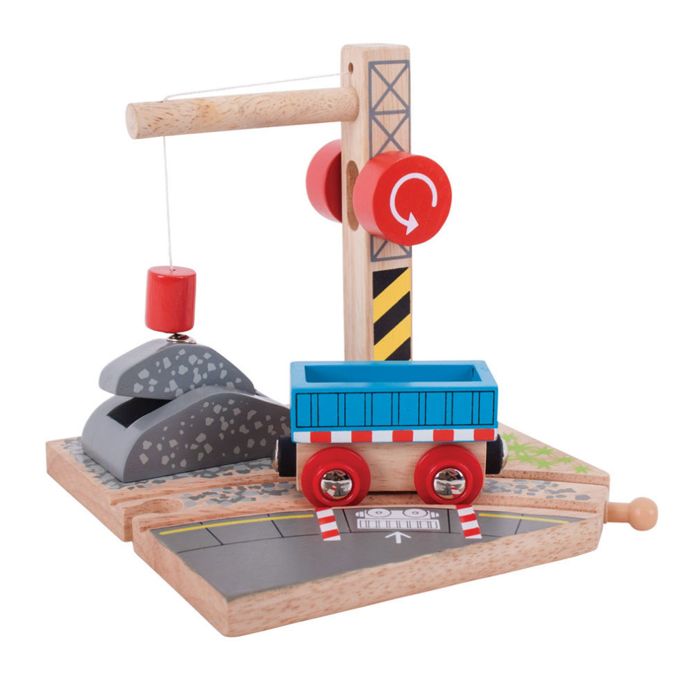 Bigjigs Rail  Gravel Wooden Crane for Wooden Train Sets - Quality Bigjigs Train Accessories, Compatible with other Major Wooden Railway Brands
