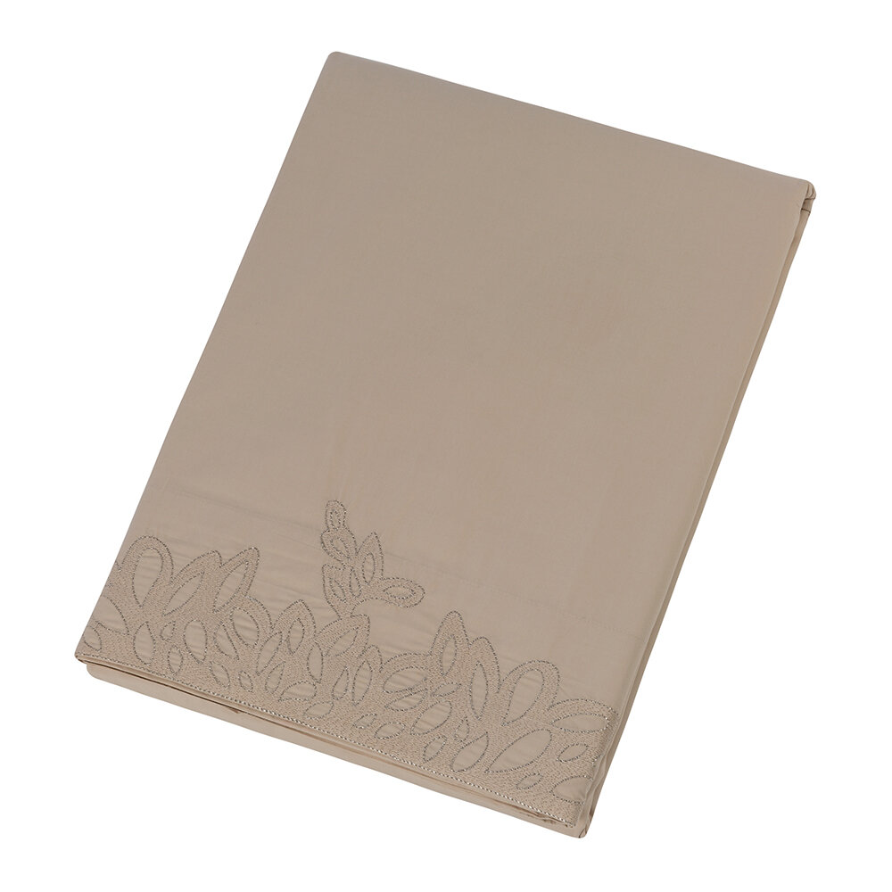 Reed Family Linen - Drap de Dessous Wallis - Taupe/Argenté - Très Grand Modèle