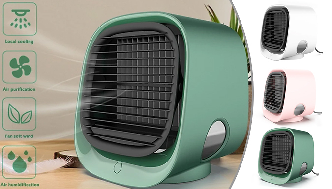 Wish Whoosh Offers 4-in-1 Mini USB Humidifying Air Cooler Fan - 3 Colours