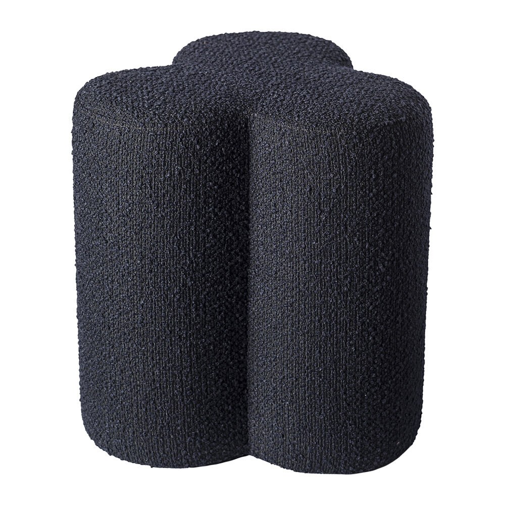 Pols Potten Tabouret trèfle en tissu bleu marine Clover - 