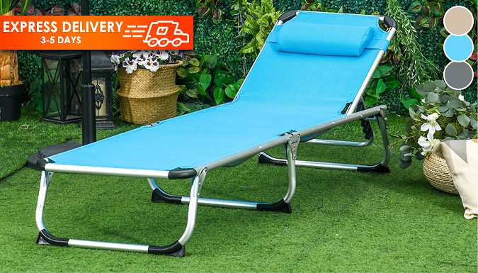 MHSTAR UK LTD Outsunny Folding Reclining Sun Lounger With Neck Support - 3 Colours