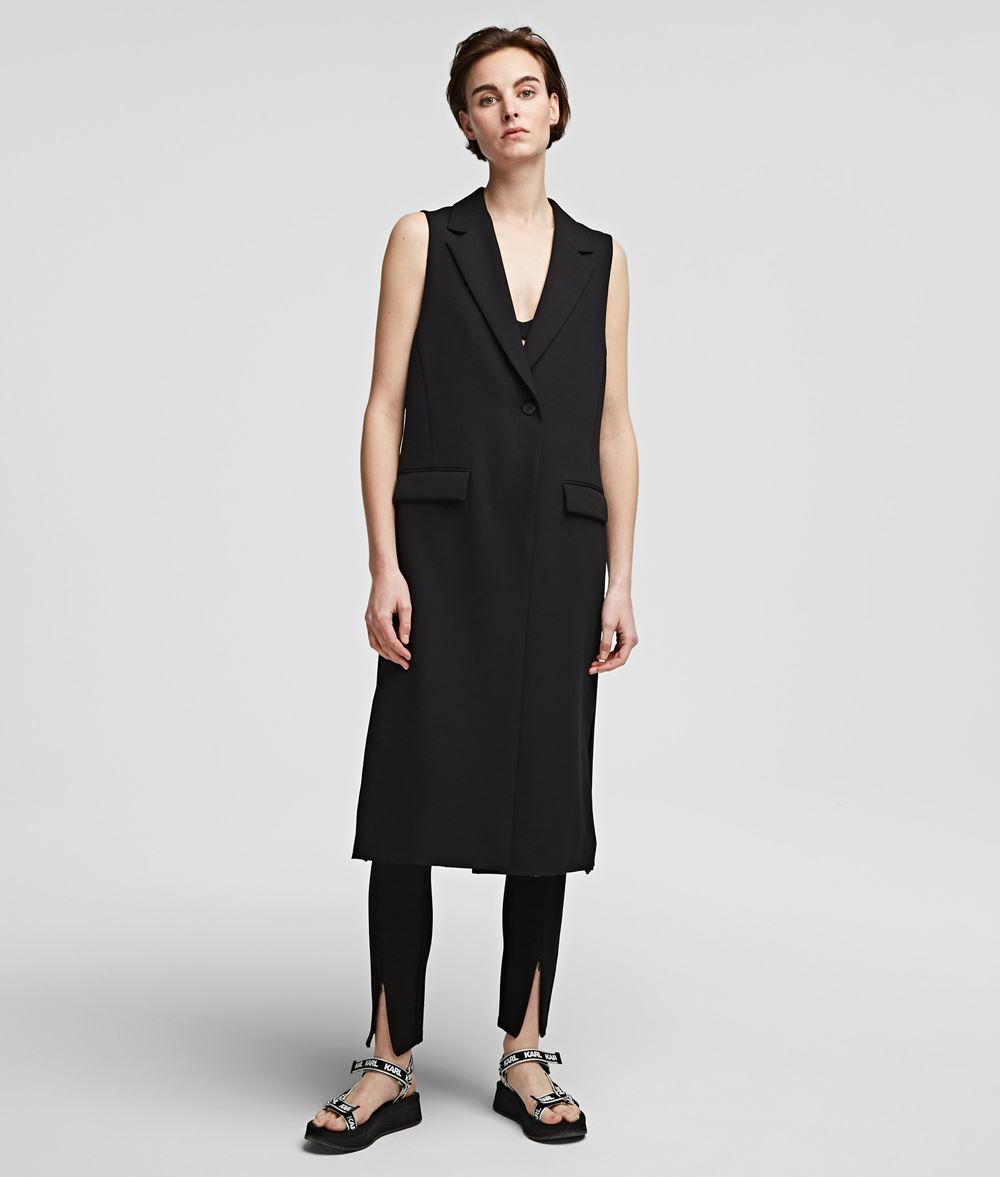 Karl Lagerfeld VESTE LONGUE SANS MANCHES À DOS PLISSÉ